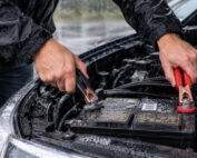 Jump car battery in rain